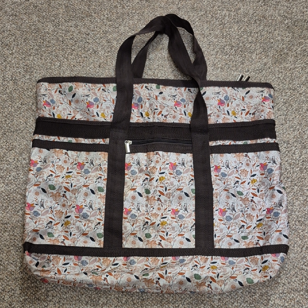 Braciano Brown Floral Cottagecore Lightweight Travel Bag